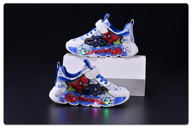 Boys' sneaker 2025 Spring and Summer Breathable Children's Mesh Lights Running Shoes Little Boy's Cartoon Luminous Children's Shoes Trendy