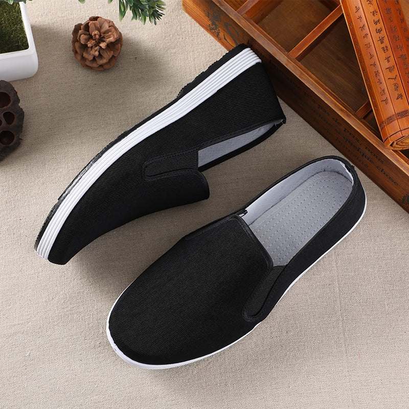 Old Beijing Cloth Shoes Men's Soft Sole Breathable Driving Work Shoes Black Rubber Sole Imitation Thousand Layer Sole Flats Cloth Shoes for Men