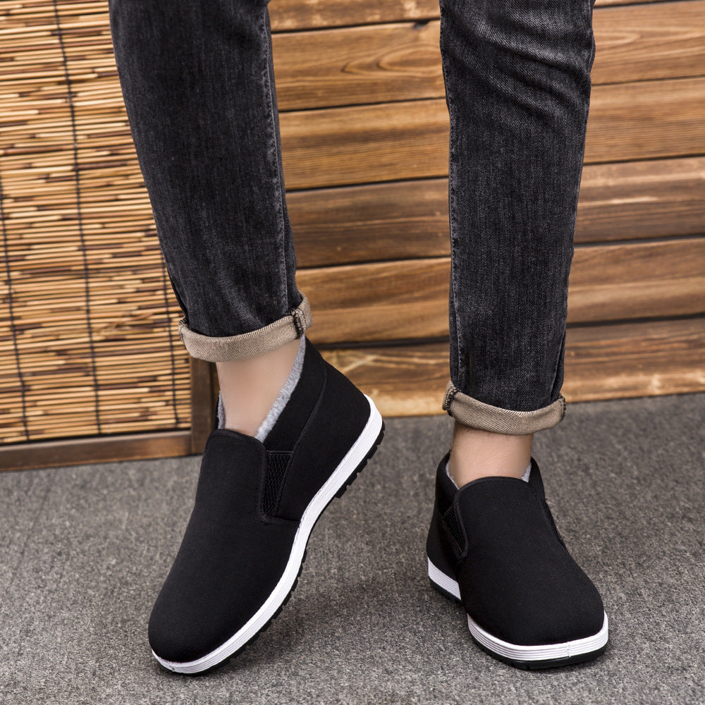 Old Beijing cloth shoes men's non-slip breathable men's wear-resistant soft bottom labor protection fleece-lined cotton shoes casual Sports men's shoes