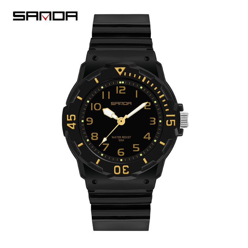 Sanda Watch Fashion All-match Small Fresh Men's and Women's Couple Watch Middle School Students' Simple Waterproof Luminous Quartz Watch