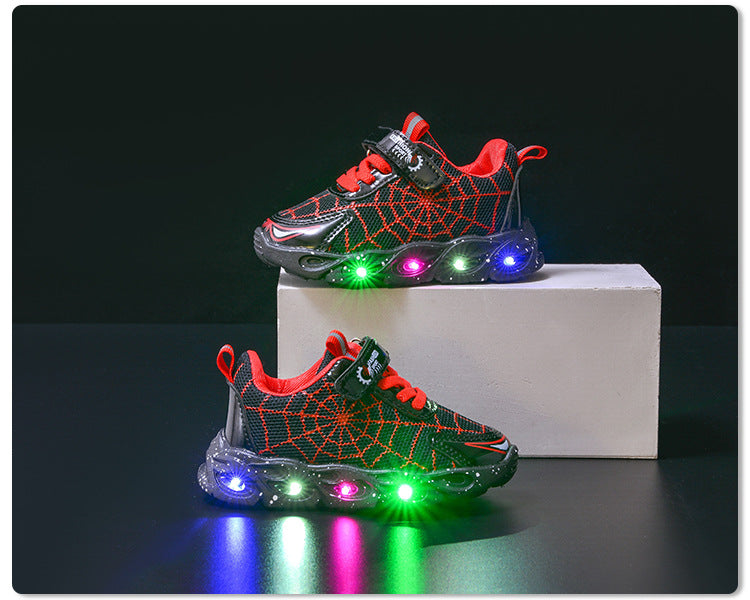children's sneaker with lights  spring and autumn new boys mesh shoes small and medium-sized