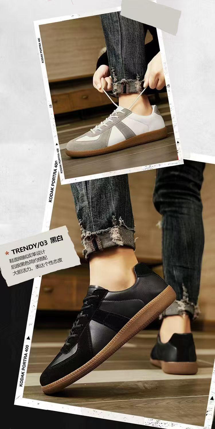 Men's Shoes 2025 Spring New Moral Training Shoes Men's Cloth Breathable Thick-Soled Sneakers Color Matching Lace-Up Casual Shoes