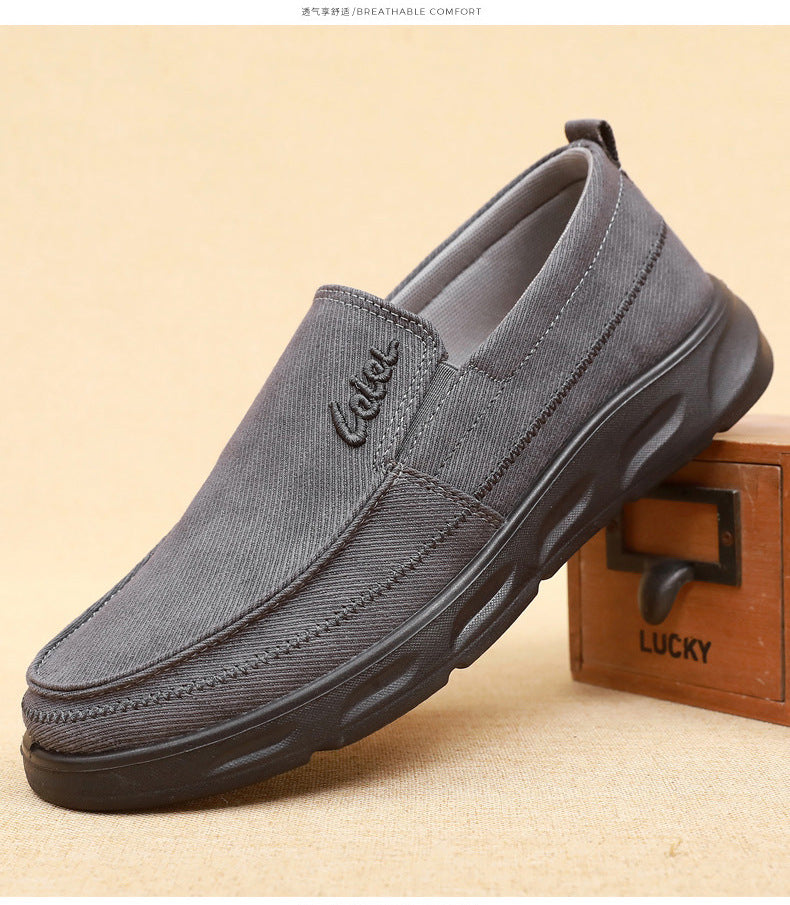Old Beijing Cloth Shoes for Men, Soft-Soled, Comfortable Dad Shoes, Middle-Aged and Elderly Non-Slip Breathable Casual Walking Shoes for Men