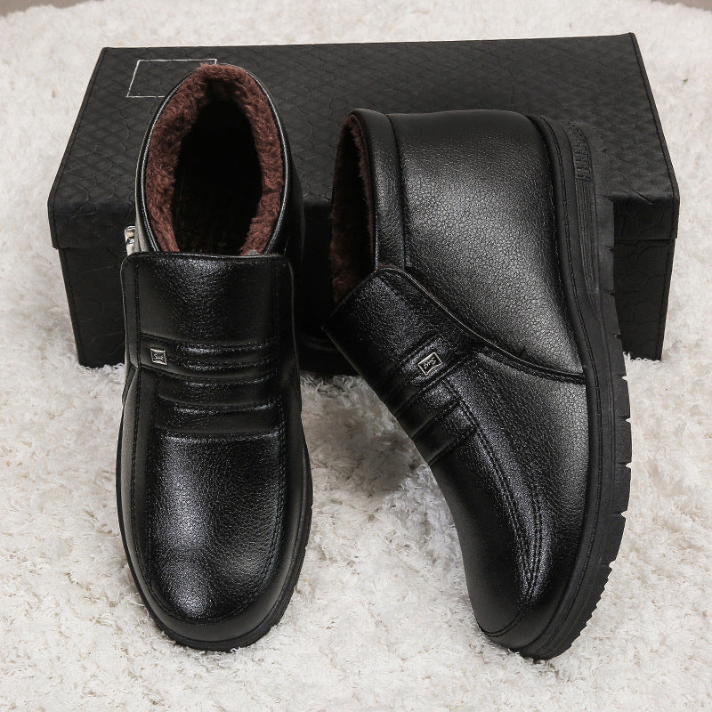 Winter Men's Dad's Cotton Shoes for Middle-Aged and Elderly People, Velvet Warm Casual Cotton Shoes, Non-Slip Footwear, Thickeneded Velvet Cotton Shoes for Men