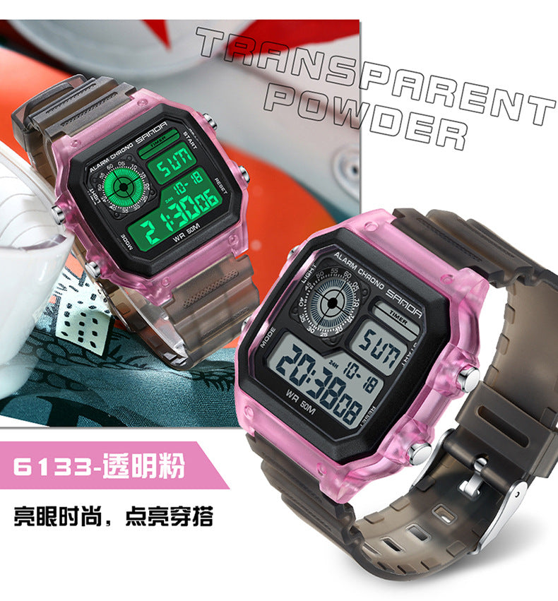 🔥🔥🔥🔥 Luminous Waterproof Alarm Watch Simple Transparent Sports Watch