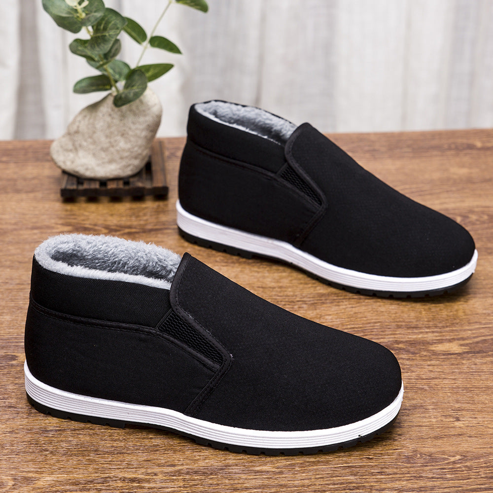 Old Beijing cloth shoes men's non-slip breathable men's wear-resistant soft bottom labor protection fleece-lined cotton shoes casual Sports men's shoes