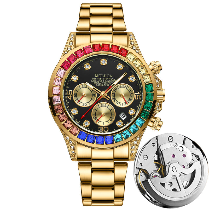 New Product Rainbow Di Same Style Watch Men's Three-Eye Six-Pin Multi-Functional Business Quartz Watch