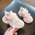 girls shoes with lights cartoon mesh fashion hook and loop sneaker for children