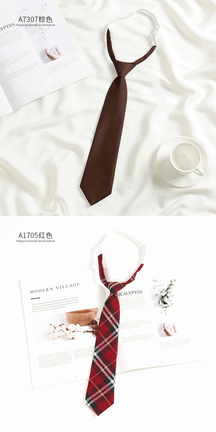 Brown Retro Tie Female Lazy Wine-Free Red Shirt Accessories All-Match Black Stripe