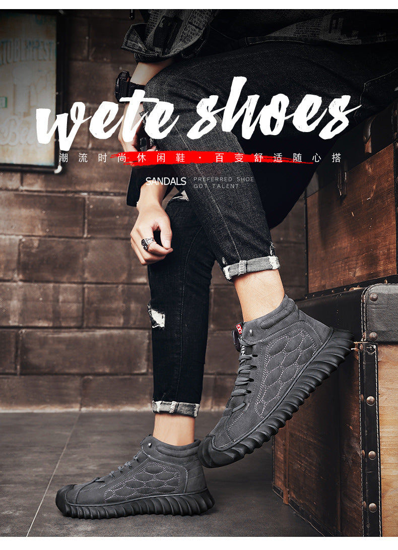 Men's Shoes 2024 New Winter Large Cotton Shoes Men's fleece-lined Warm Fur One Non-slip Dad's Cotton Leather Shoes High-top Shoes