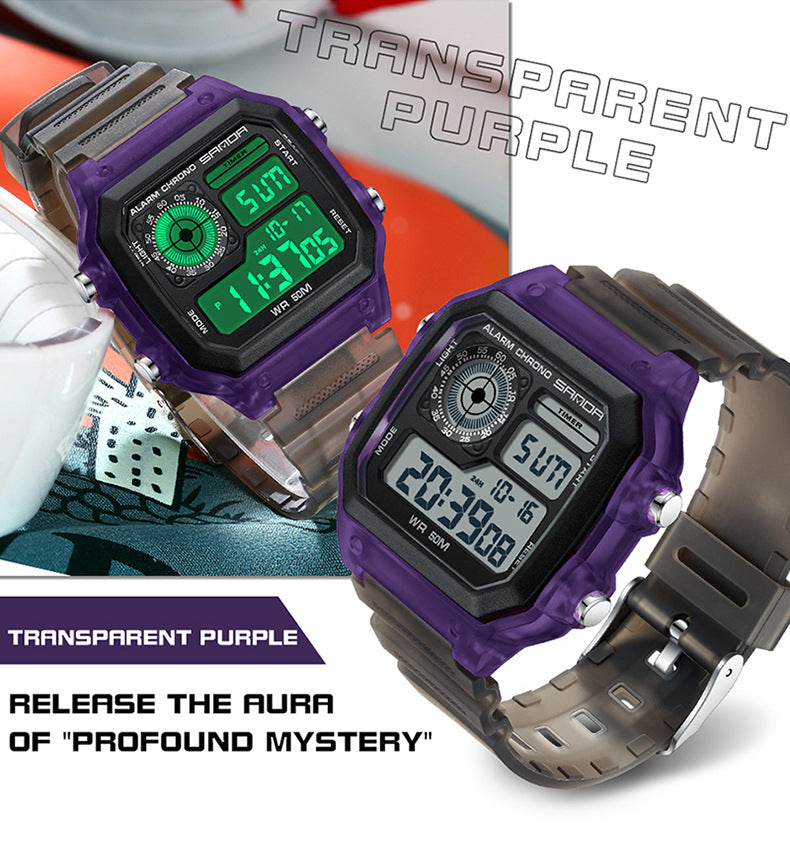 🔥🔥🔥🔥 Luminous Waterproof Alarm Watch Simple Transparent Sports Watch