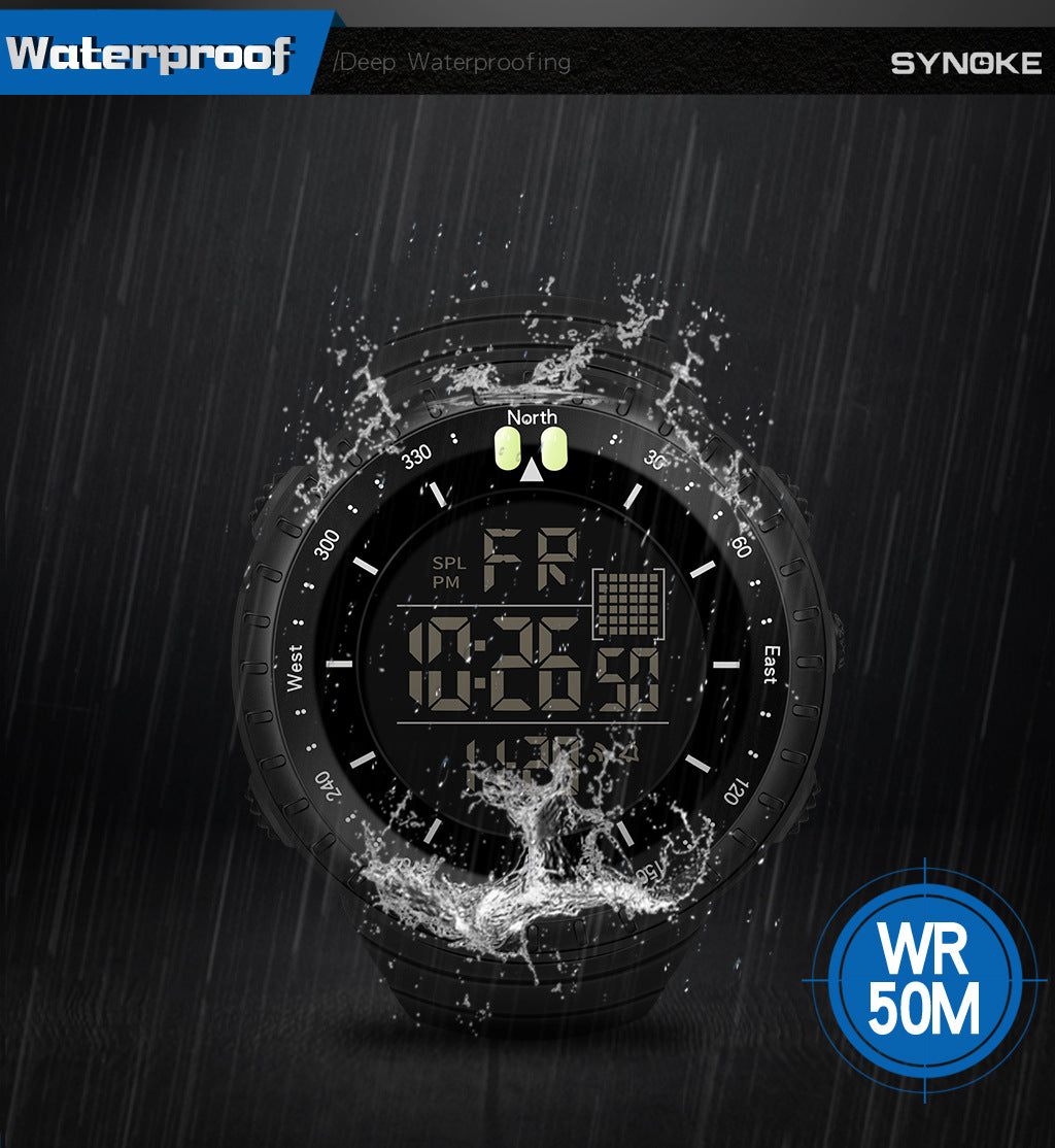 Synoke Sports Electronic Watch Outdoor Mountaineering Multi-Functional Luminous Waterproof Large Dial Fashionable Commuter Watch