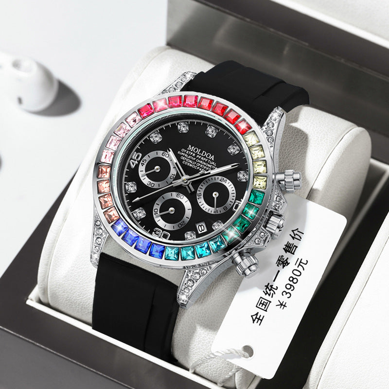 New Product Rainbow Di Same Style Watch Men's Three-Eye Six-Pin Multi-Functional Business Quartz Watch