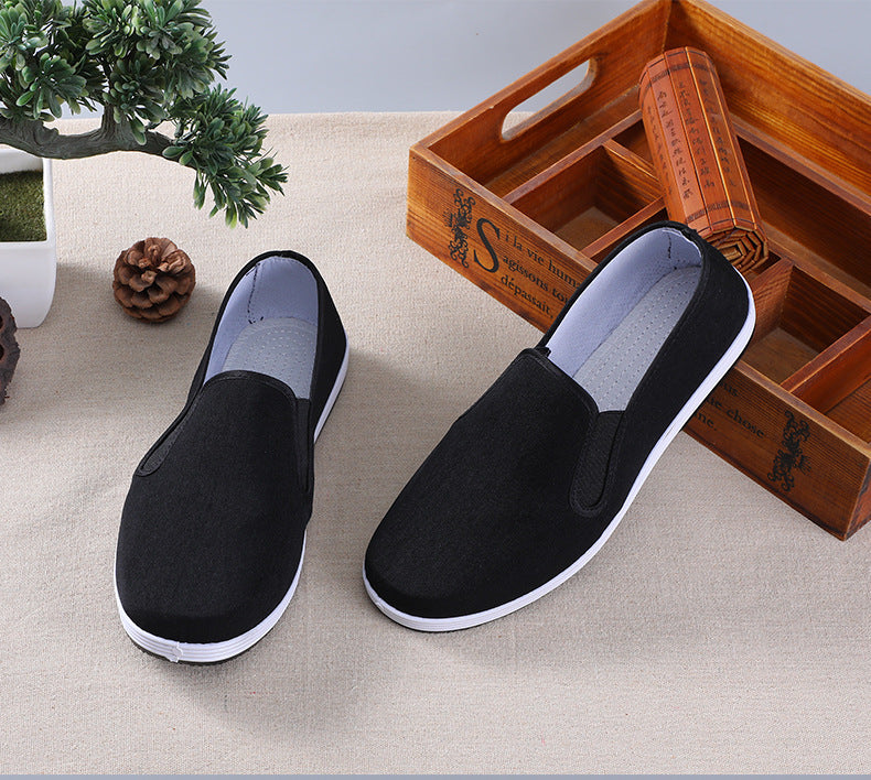 Old Beijing Cloth Shoes Men's Soft Sole Breathable Driving Work Shoes Black Rubber Sole Imitation Thousand Layer Sole Flats Cloth Shoes for Men