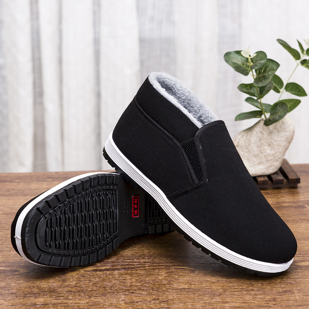 Old Beijing cloth shoes men's non-slip breathable men's wear-resistant soft bottom labor protection fleece-lined cotton shoes casual Sports men's shoes