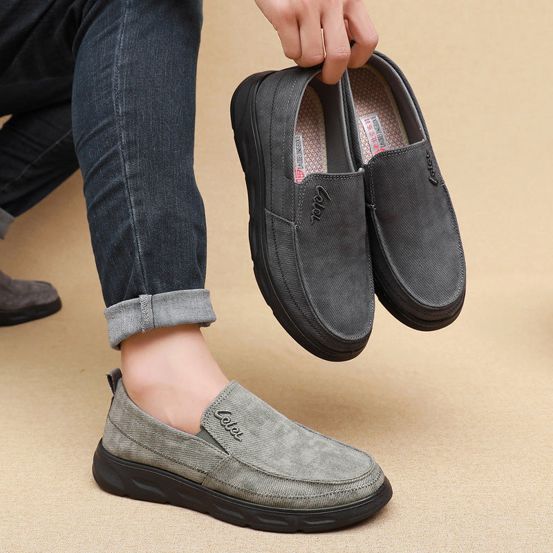 Old Beijing Cloth Shoes for Men, Soft-Soled, Comfortable Dad Shoes, Middle-Aged and Elderly Non-Slip Breathable Casual Walking Shoes for Men