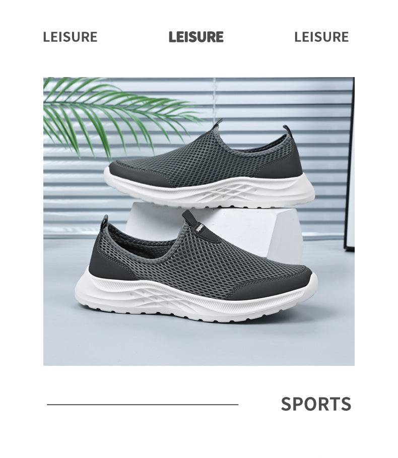 Men's New Summer Shoes, Mesh Breathable, Non-Stinky Casual Shoes, Slip-On Slip-On Shoes, Lightweight and Wear-Resistant Dad Shoes