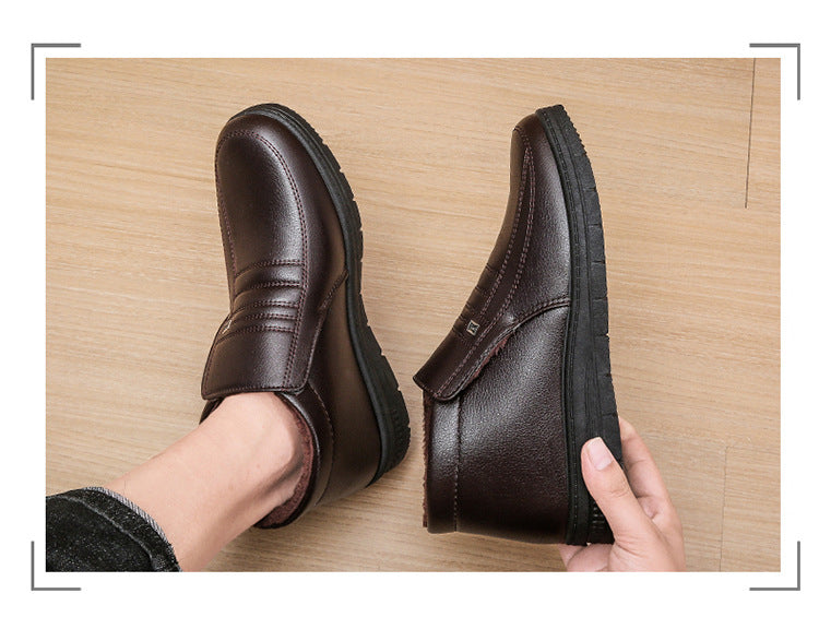 Winter Men's Dad's Cotton Shoes for Middle-Aged and Elderly People, Velvet Warm Casual Cotton Shoes, Non-Slip Footwear, Thickeneded Velvet Cotton Shoes for Men