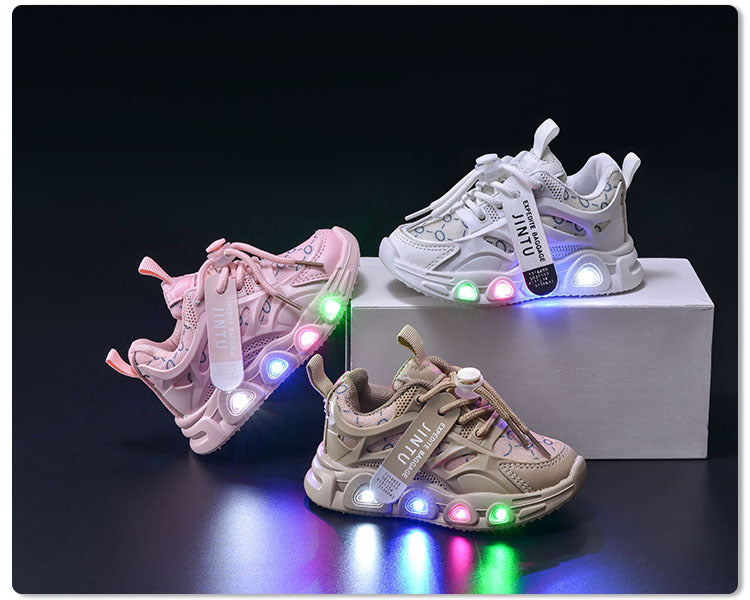 Spring and Autumn New Style Luminous Men's Sports Shoes with Lights, Cloth Women's Casual Shoes, Children's Led Lighted Toddler Shoes in Stock