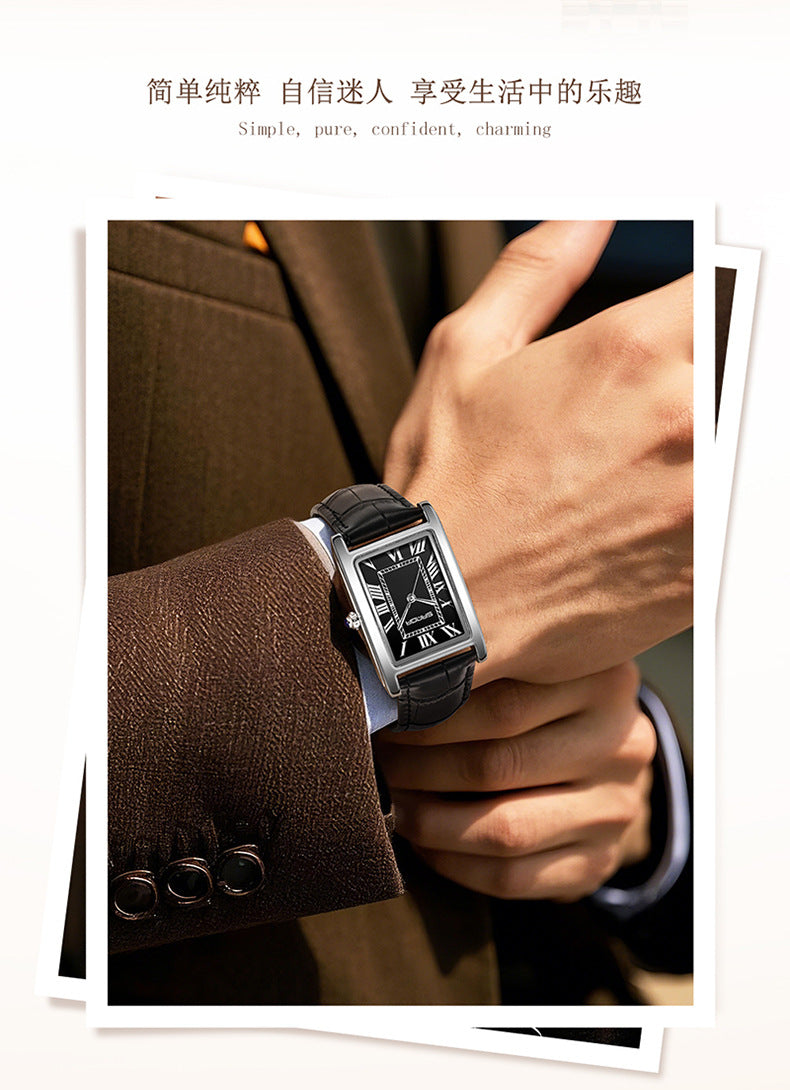 Sanda Live Hot Couple Watch Vintage Square Quartz Watch Waterproof Roman Scale Men's and Women's Watches