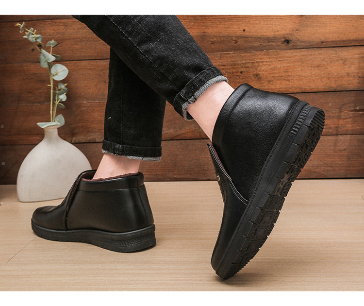 Winter Men's Dad's Cotton Shoes for Middle-Aged and Elderly People, Velvet Warm Casual Cotton Shoes, Non-Slip Footwear, Thickeneded Velvet Cotton Shoes for Men