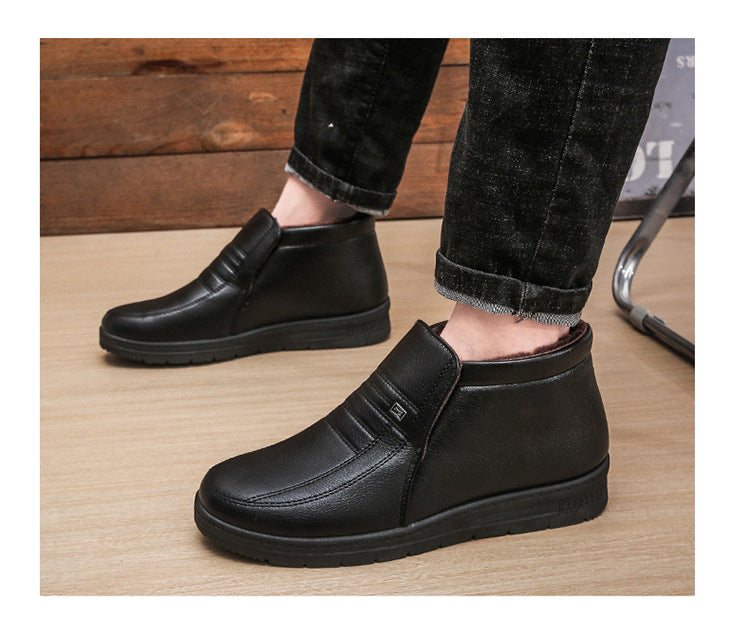 Winter Men's Dad's Cotton Shoes for Middle-Aged and Elderly People, Velvet Warm Casual Cotton Shoes, Non-Slip Footwear, Thickeneded Velvet Cotton Shoes for Men