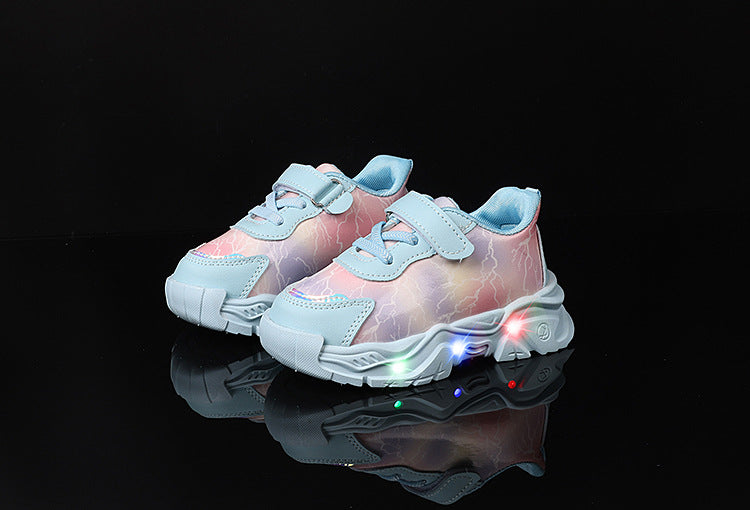 Spring and Autumn New Girls' Sports Shoes Light-Up Cartoon Shoes
