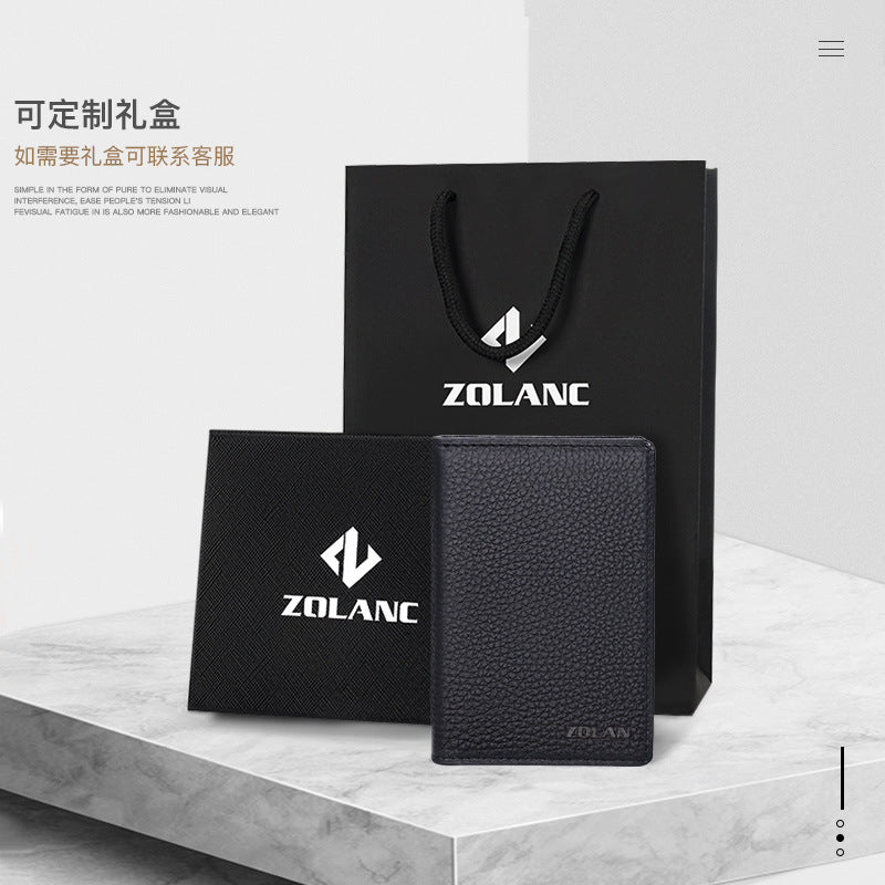 Men's Genuine Leather Card Holder Customized Litchi Pattern Top Layer Cowhide Credit Card Holder Anti-Magnetic RFID Customized 8106
