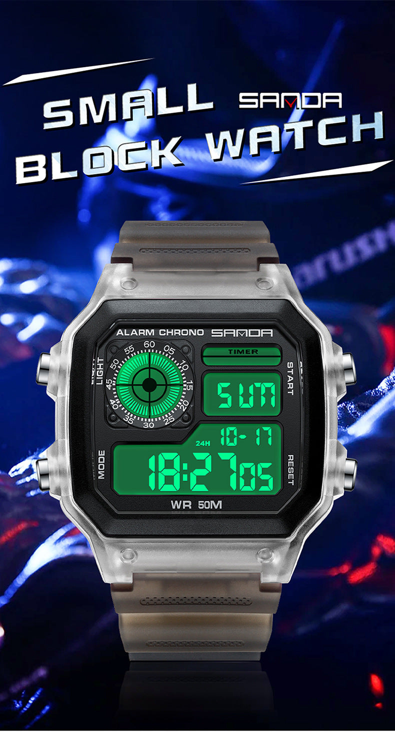 🔥🔥🔥🔥 Luminous Waterproof Alarm Watch Simple Transparent Sports Watch