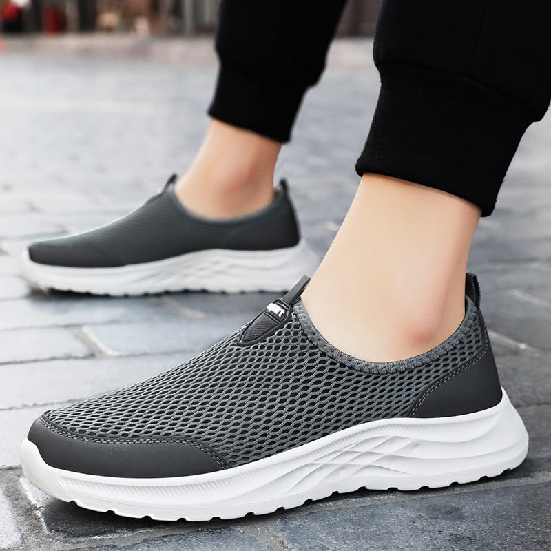 Men's New Summer Shoes, Mesh Breathable, Non-Stinky Casual Shoes, Slip-On Slip-On Shoes, Lightweight and Wear-Resistant Dad Shoes