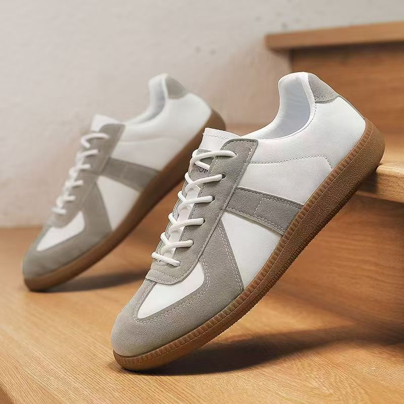 Men's Shoes 2025 Spring New Moral Training Shoes Men's Cloth Breathable Thick-Soled Sneakers Color Matching Lace-Up Casual Shoes