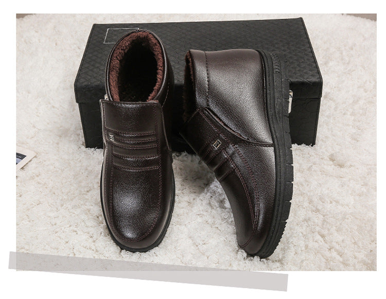 Winter Men's Dad's Cotton Shoes for Middle-Aged and Elderly People, Velvet Warm Casual Cotton Shoes, Non-Slip Footwear, Thickeneded Velvet Cotton Shoes for Men