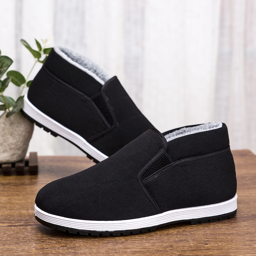 Old Beijing cloth shoes men's non-slip breathable men's wear-resistant soft bottom labor protection fleece-lined cotton shoes casual Sports men's shoes