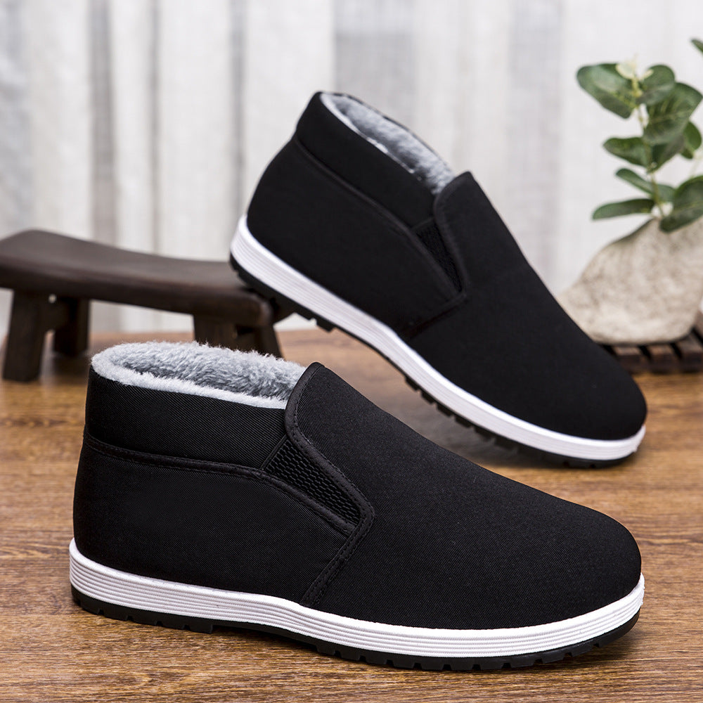 Old Beijing cloth shoes men's non-slip breathable men's wear-resistant soft bottom labor protection fleece-lined cotton shoes casual Sports men's shoes