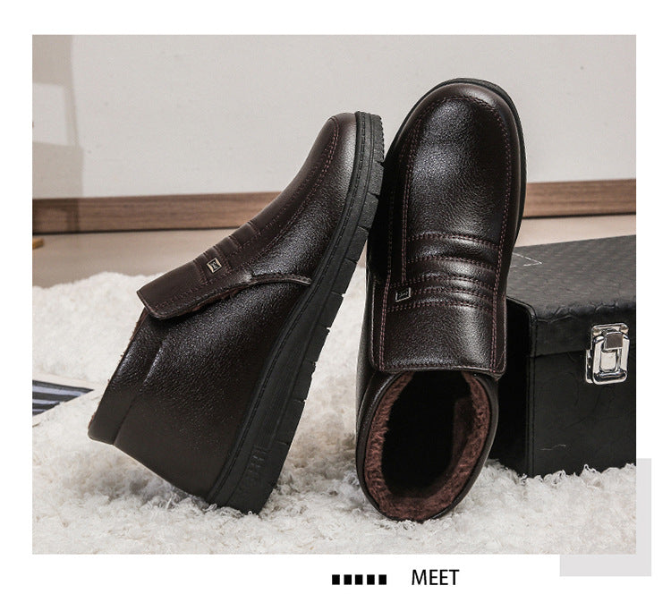 Winter Men's Dad's Cotton Shoes for Middle-Aged and Elderly People, Velvet Warm Casual Cotton Shoes, Non-Slip Footwear, Thickeneded Velvet Cotton Shoes for Men