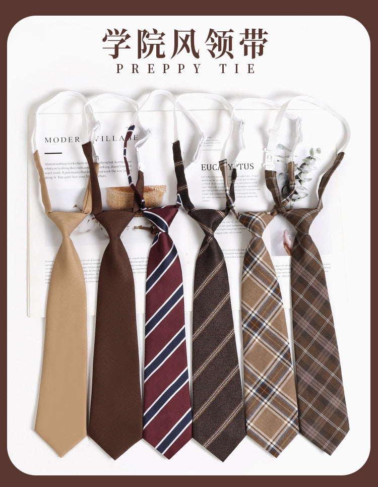 Brown Retro Tie Female Lazy Wine-Free Red Shirt Accessories All-Match Black Stripe