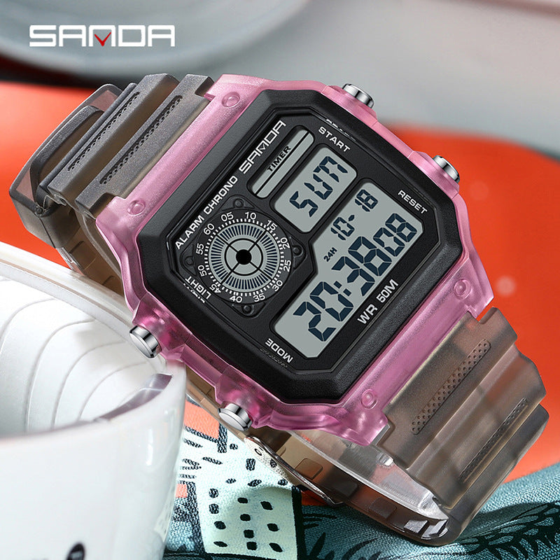 🔥🔥🔥🔥 Luminous Waterproof Alarm Watch Simple Transparent Sports Watch