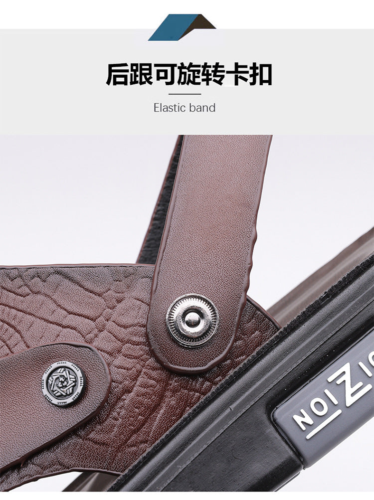 Men's Sandals 2025 New Summer Soft Sole Leather Sandals Anti-Slip Beach Shoes Dual-Purpose Outerwear Sandals and Slippers for Men