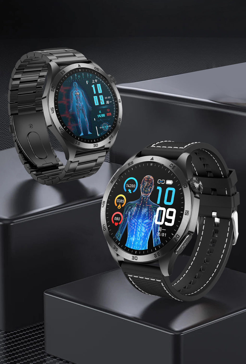Cross-Border New Smart Watch Et485 Bluetooth Call Ecg Blood Pressure Blood Oxygen Heart Rate Blood Pressure Body Temperature