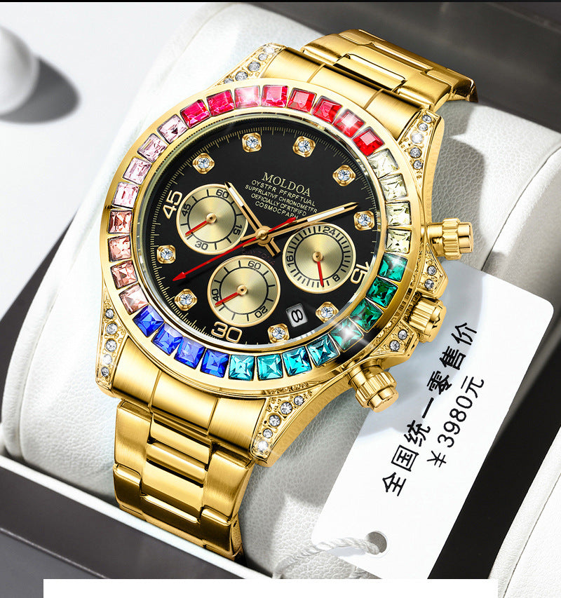 New Product Rainbow Di Same Style Watch Men's Three-Eye Six-Pin Multi-Functional Business Quartz Watch