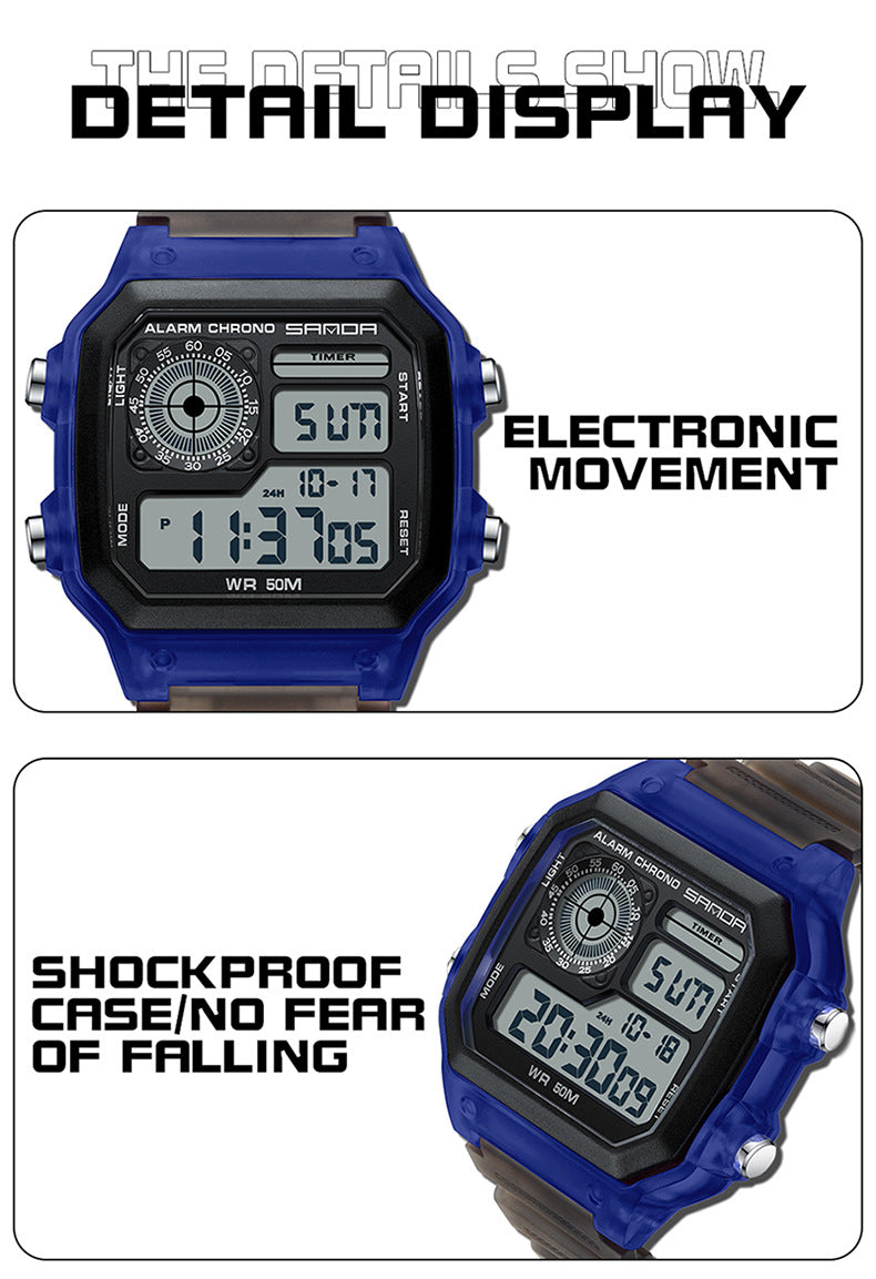 🔥🔥🔥🔥 Luminous Waterproof Alarm Watch Simple Transparent Sports Watch