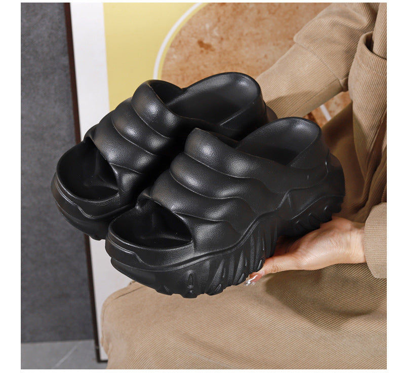 New Summer Thick Bottom High Heel Wedge Slippers for Outer Wear Slippers with High Height Skinny Lazy Slim Slippers