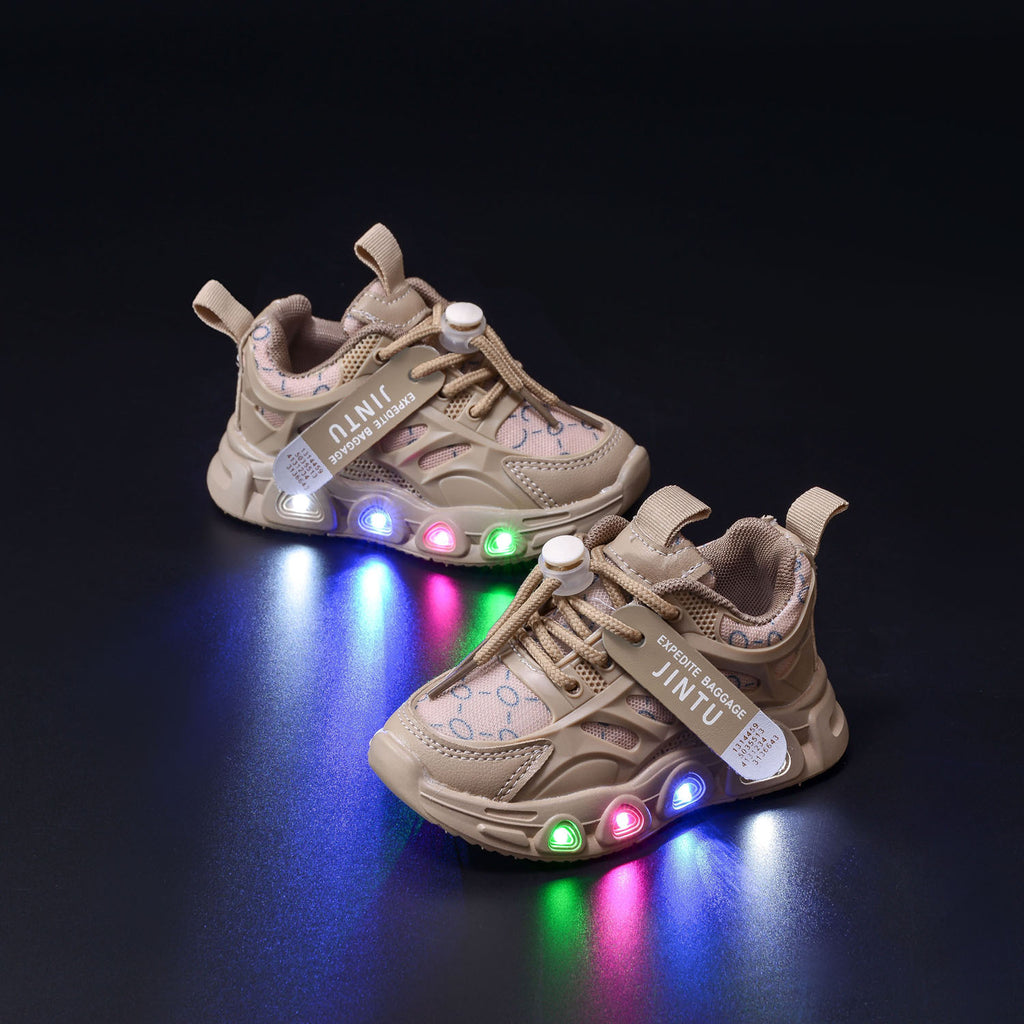 Spring and Autumn New Style Luminous Men's Sports Shoes with Lights, Cloth Women's Casual Shoes, Children's Led Lighted Toddler Shoes in Stock