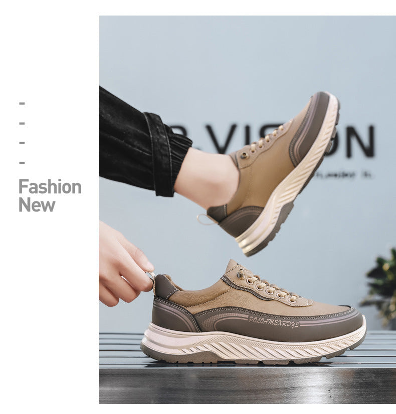 Paul Men's Shoes 2025 New Autumn and Winter Leather Work Men's Casual Shoes Lightweight Running Sports Torre Trendy Shoes