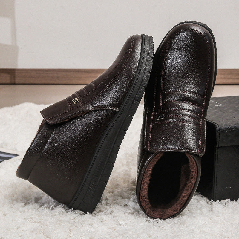 Winter Men's Dad's Cotton Shoes for Middle-Aged and Elderly People, Velvet Warm Casual Cotton Shoes, Non-Slip Footwear, Thickeneded Velvet Cotton Shoes for Men