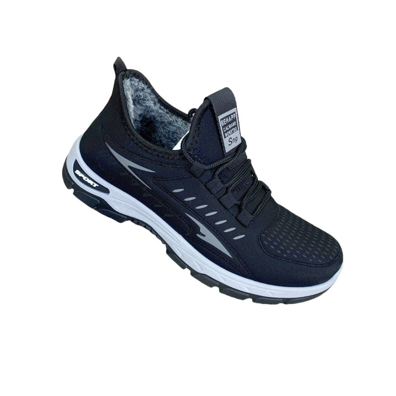 Winter New fleece-lined Men's Cotton Shoes Old Beijing Cloth Shoes Comfortable Middle-aged and Elderly Casual Dad Shoes Men's Thickened Snow Boots