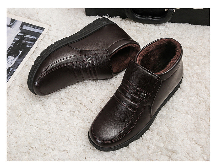 Winter Men's Dad's Cotton Shoes for Middle-Aged and Elderly People, Velvet Warm Casual Cotton Shoes, Non-Slip Footwear, Thickeneded Velvet Cotton Shoes for Men