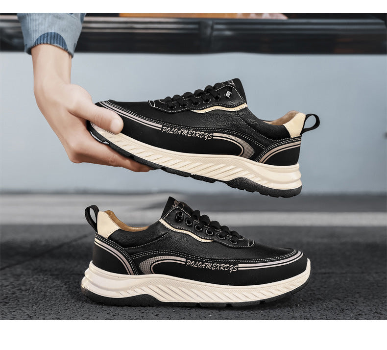 Paul Men's Shoes 2025 New Autumn and Winter Leather Work Men's Casual Shoes Lightweight Running Sports Torre Trendy Shoes