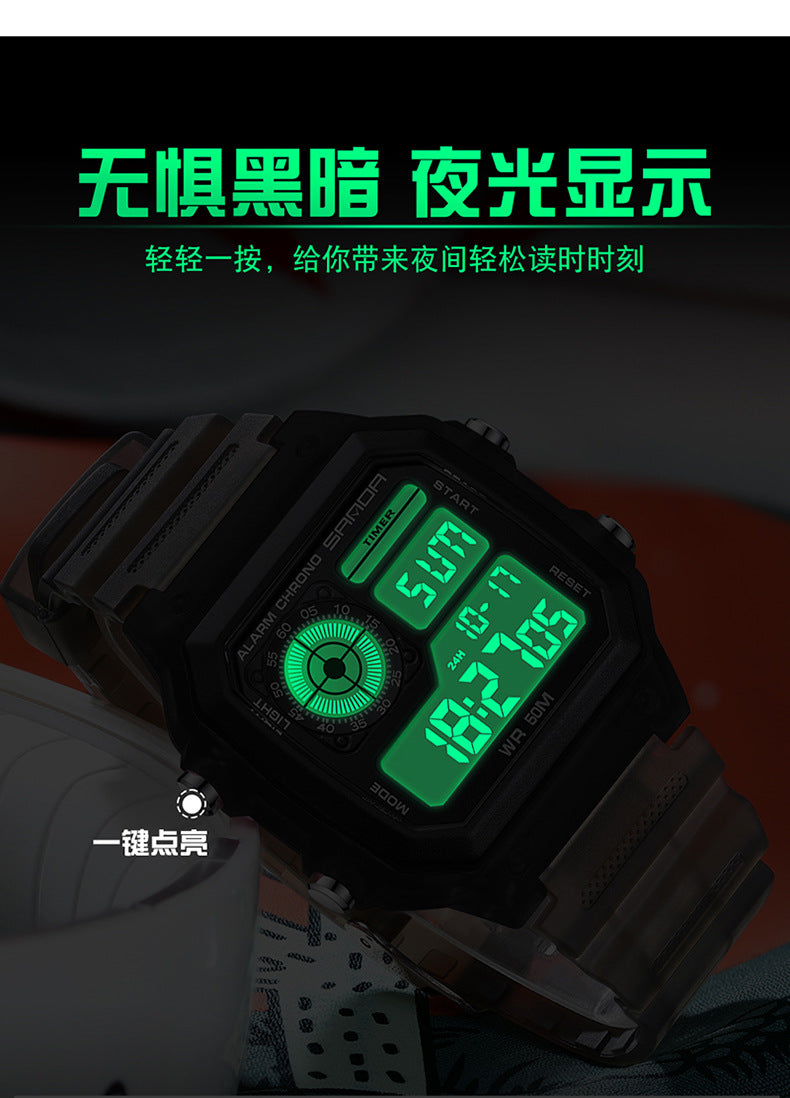 🔥🔥🔥🔥 Luminous Waterproof Alarm Watch Simple Transparent Sports Watch