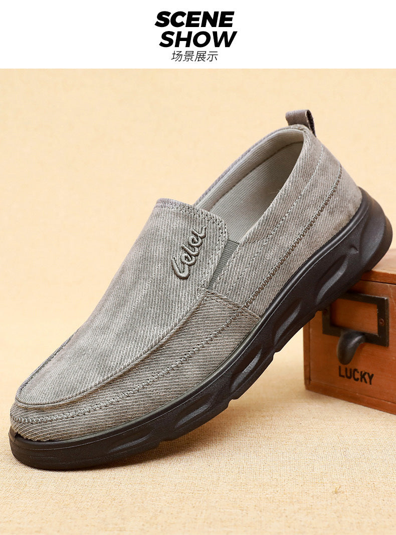 Old Beijing Cloth Shoes for Men, Soft-Soled, Comfortable Dad Shoes, Middle-Aged and Elderly Non-Slip Breathable Casual Walking Shoes for Men